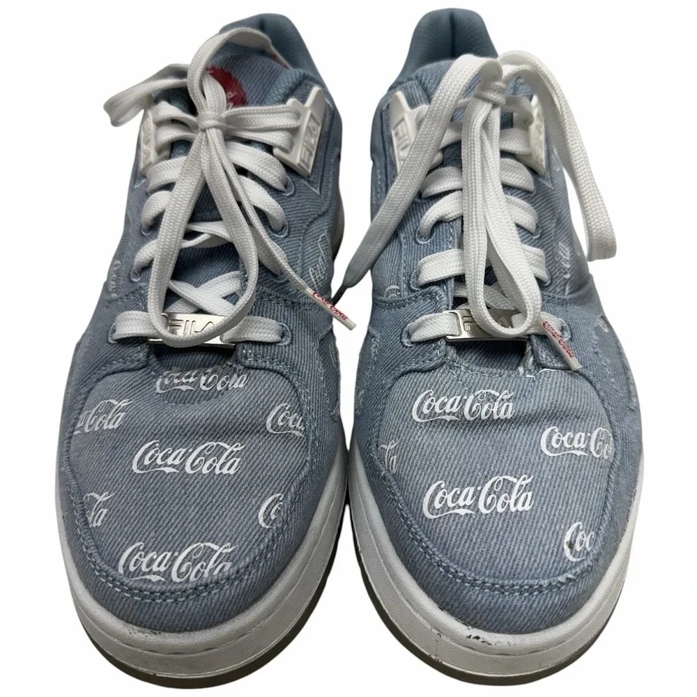 FILA Teratach 600 x Coca-Cola Denim Sneakers Women's 8.5 Blue‎ Logo Shoes